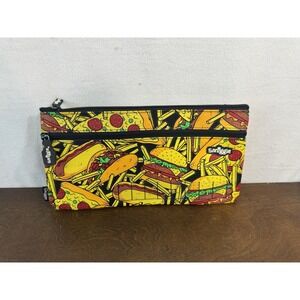 Smiggle Food Print Pencil Case Zip Pouch Pizza Burger Fries